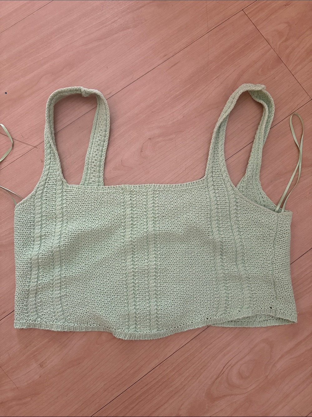 stradivarius Pale Green Knit Cropped Tank